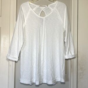 Soft Surroundings Vneck tunic 3/4 sleeve t-shirt 100% Pima cotton Bright white